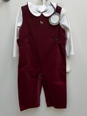 Edgehill Collection Maroon Baby Romper with White Collar Top